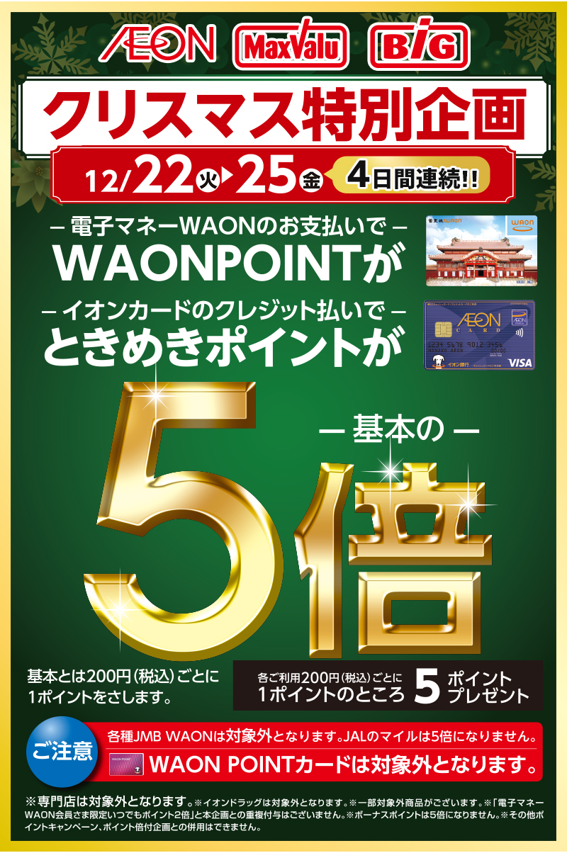 クリスマス特別企画 ポイント5倍 イオン琉球株式会社