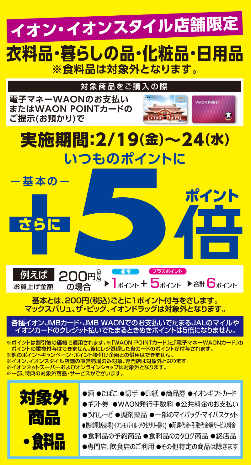 イオン イオンスタイル限定 プラスポイント5倍 イオン琉球株式会社